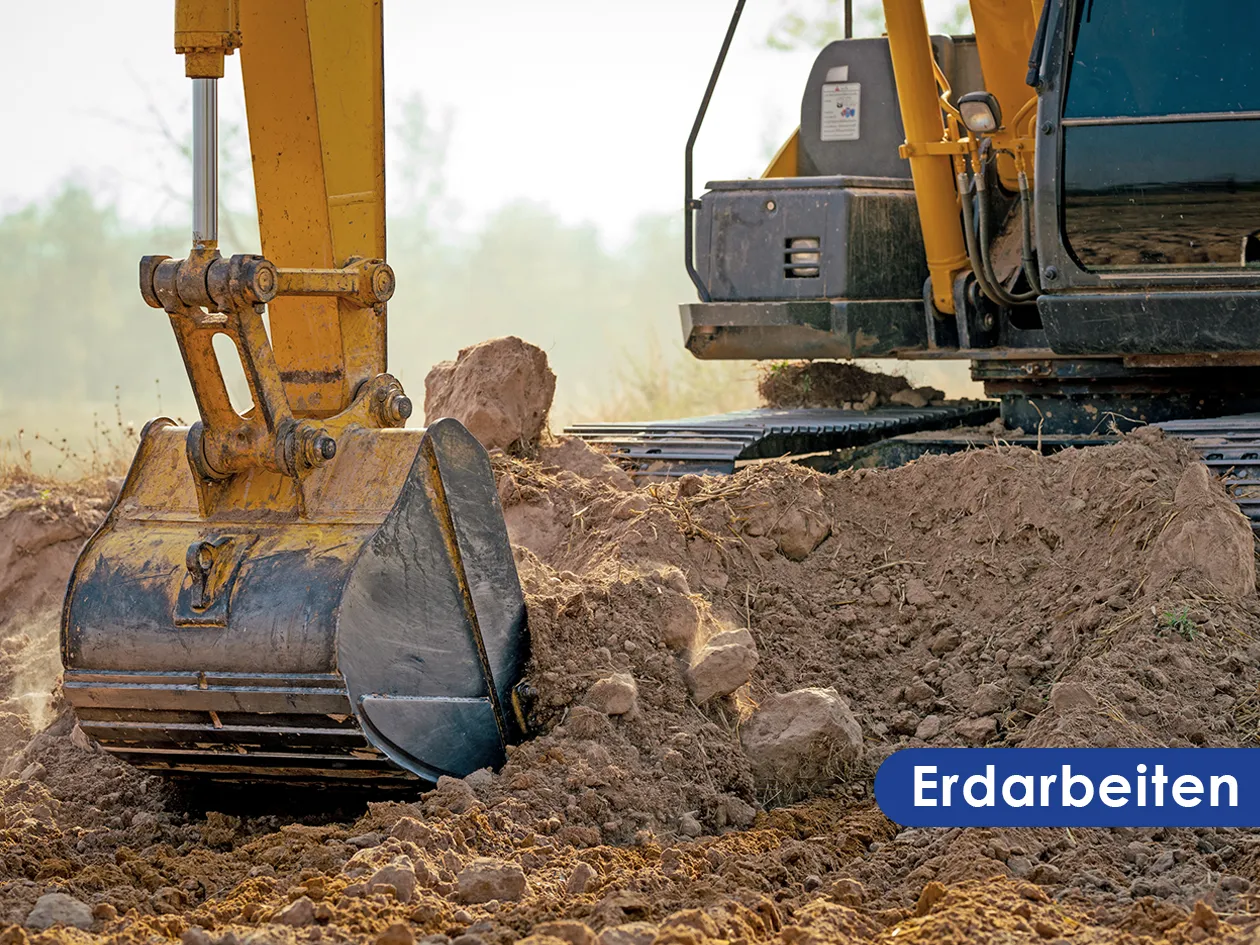 Erdarbeiten mit Baggerschaufel